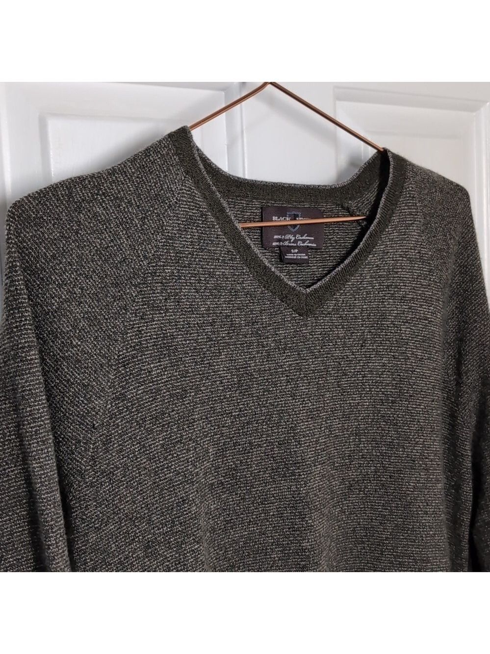 Black Brown 100% 2 Ply Cashmere Sweater Men's Size Sm Green